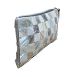 Thanny By Alessandra KT Mother-Of-Pearl Mosaic Zipper & Wrist Strap Clutch Bag