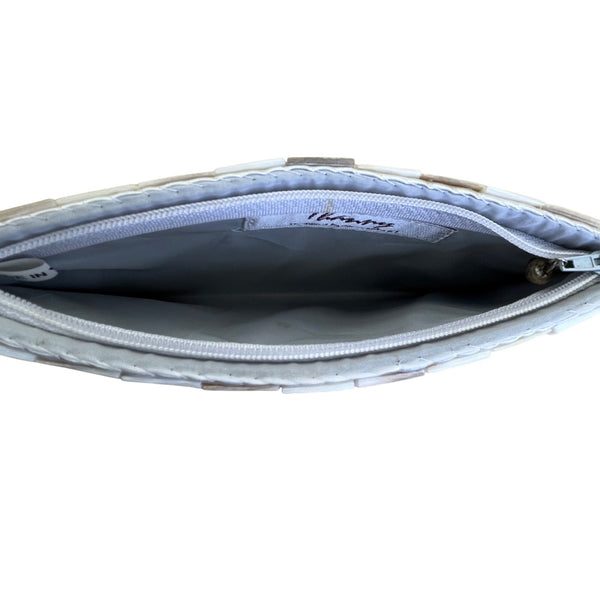 Thanny By Alessandra KT Mother-Of-Pearl Mosaic Zipper & Wrist Strap Clutch Bag