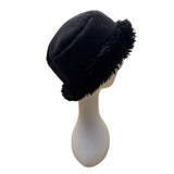Coldwater Creek Womens Black Faux Fur Winter Bucket Hat