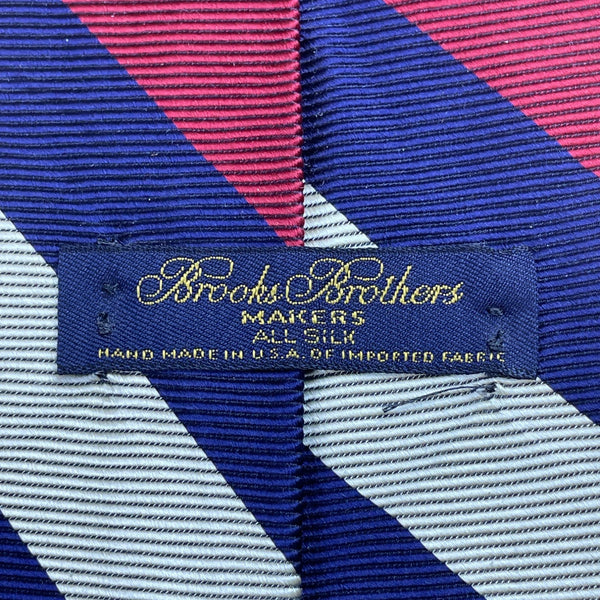 Vintage Brooks Brothers Blue/Red Striped Silk Tie Classic Neckwear Handmade USA