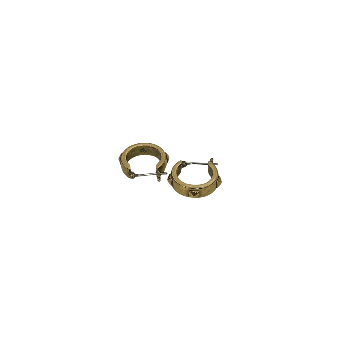 Gold-Tone Womens Metal Hoop Earrings With Pyramid Stud Accent Secure Leverback Design