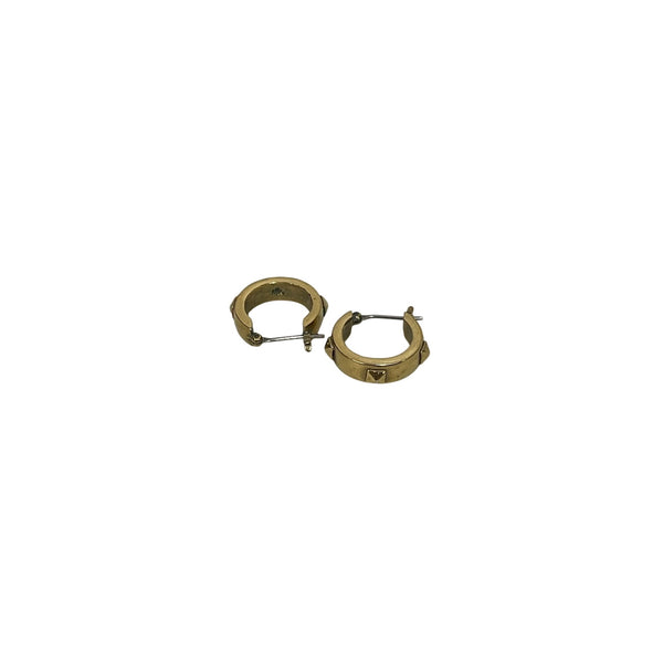 Gold-Tone Womens Metal Hoop Earrings With Pyramid Stud Accent Secure Leverback Design