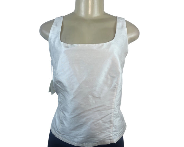 Connie Roberson Women's White Sleeveless Square Neck Tank Top Sz S - New