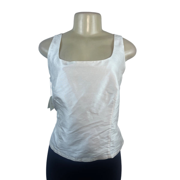 Connie Roberson Women's White Sleeveless Square Neck Tank Top Sz S - New
