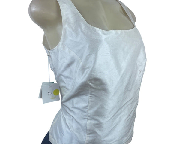 Connie Roberson Women's White Sleeveless Square Neck Tank Top Sz S - New