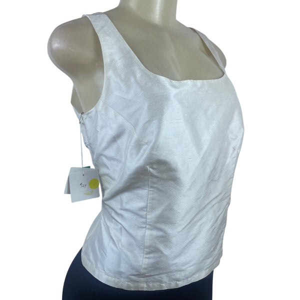 Connie Roberson Women's White Sleeveless Square Neck Tank Top Sz S - New