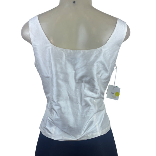 Connie Roberson Women's White Sleeveless Square Neck Tank Top Sz S - New