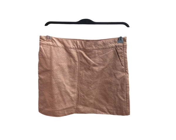 AGaci Womens Rose Gold Leatherette Mini Skirt Medium Shiny Finish Sleek Style NWT