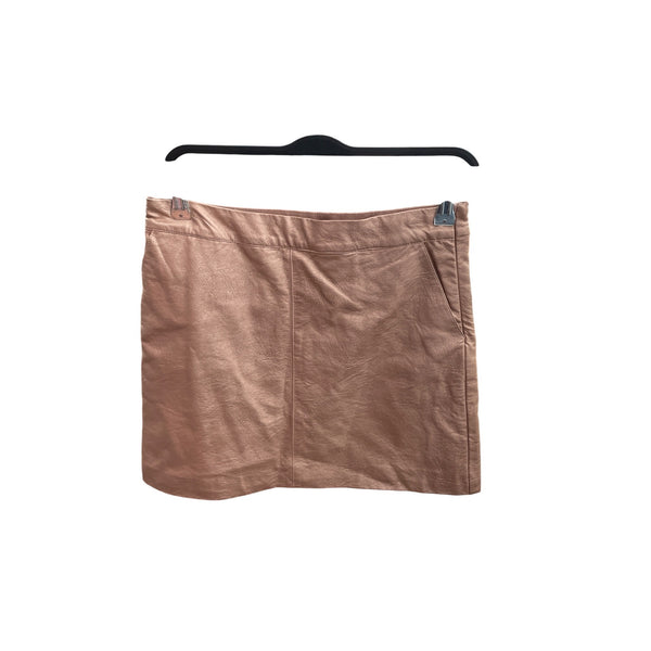 AGaci Womens Rose Gold Leatherette Mini Skirt Medium Shiny Finish Sleek Style NWT