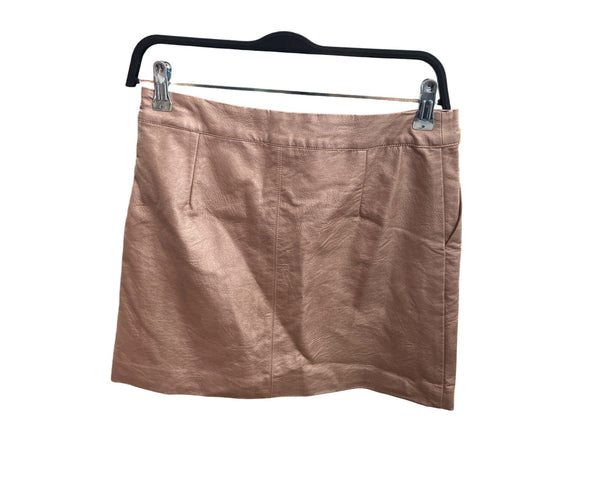 AGaci Womens Rose Gold Leatherette Mini Skirt Medium Shiny Finish Sleek Style NWT