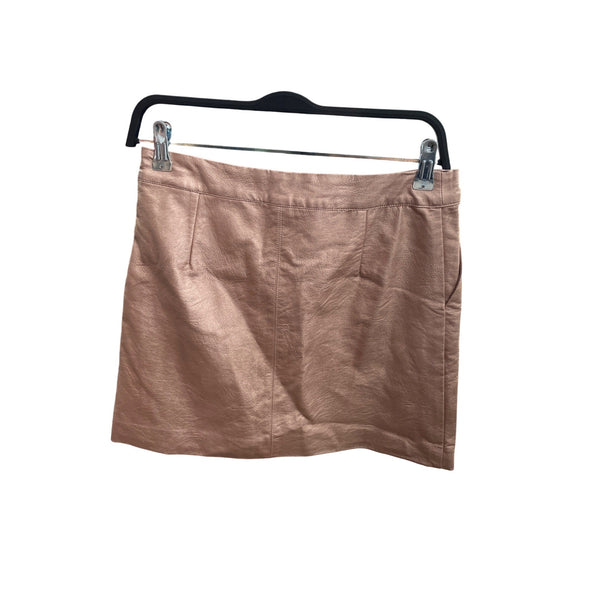AGaci Womens Rose Gold Leatherette Mini Skirt Medium Shiny Finish Sleek Style NWT