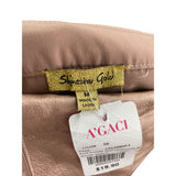 AGaci Womens Rose Gold Leatherette Mini Skirt Medium Shiny Finish Sleek Style NWT