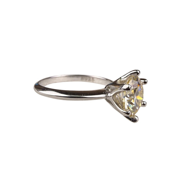 Sterling Silver 925 White Round Cubic Zirconia Solitaire Engagement Ring Size 6.5