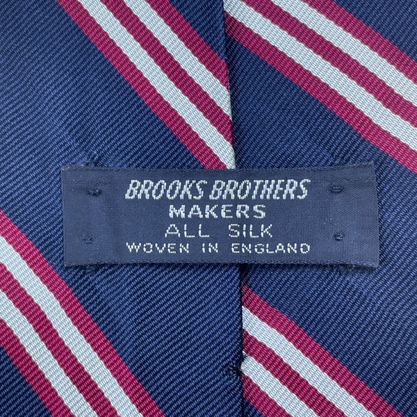 Vintage Brooks Brothers Navy Stripe All Silk Tie Woven In England Classic