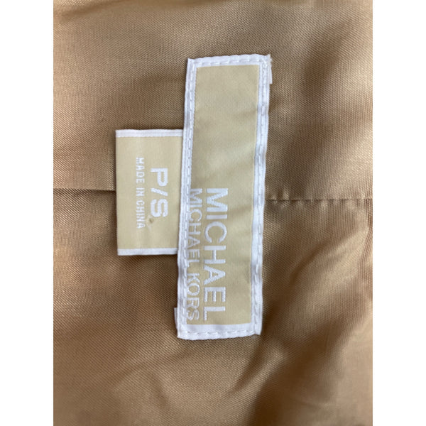 Michael Kors Women’s Brown Houndstooth Camel Cropped Blazer Jacket Sz P/S