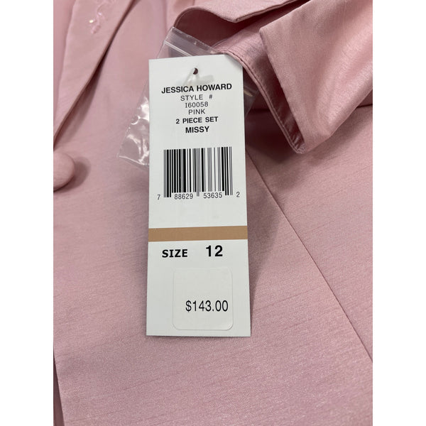 Jessica Howard Womens 2-Piece Pink Embroidered Jacket & Dress Set Size 12 - New