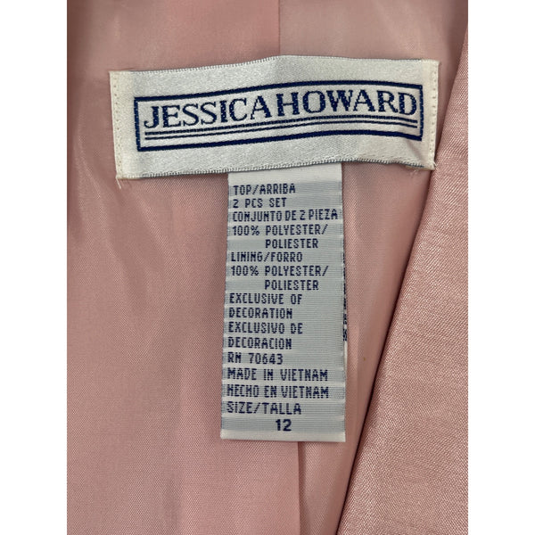 Jessica Howard Womens 2-Piece Pink Embroidered Jacket & Dress Set Size 12 - New