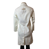 DKNY Jeans Floral Print White Long Sleeve Coat Sz Petite S