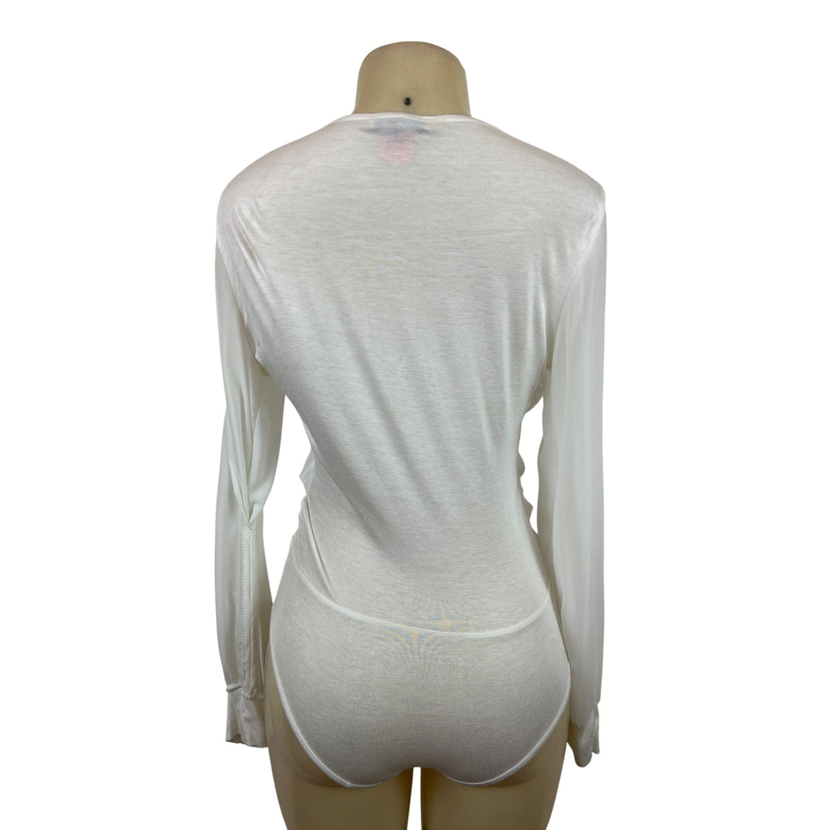 Arden B. Womens Long Sleeve V-Neck White Drape Top Sz S