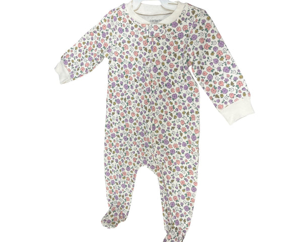 Carters Baby Girls Floral Cotton Sleep & Play One-Piece Size 6 Months White/Pink NWT