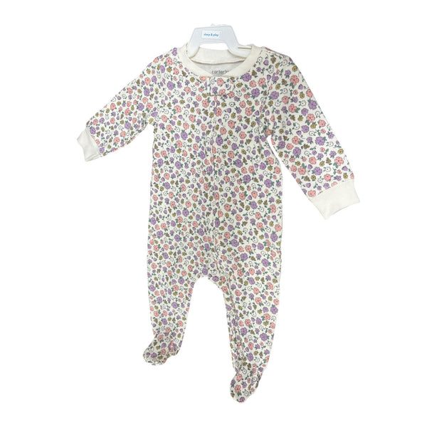 Carters Baby Girls Floral Cotton Sleep & Play One-Piece Size 6 Months White/Pink NWT