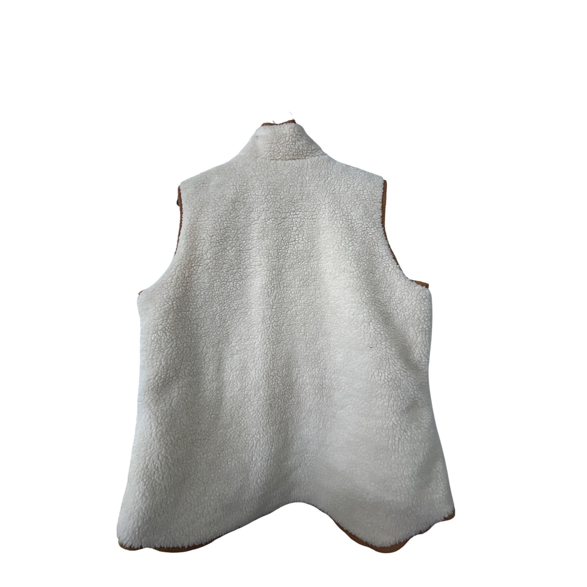 Old Navy Mens Cream Sherpa Zip-Up Vest XL Faux Suede Trim