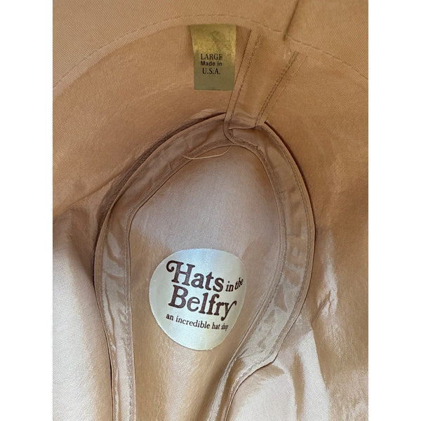 Hats In The Belfry Beige Wide Brim Fedora Western Hat With Black Band Size Large