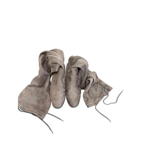 Dream Pairs Womens Taupe Faux Suede Over-The-Knee Lace-Up Boots Size Unknown