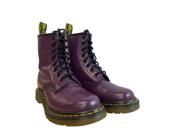 Dr. Martens Unisex Purple Smooth 1460 8-Eye Boots Durable Leather Lace-Up UK 6