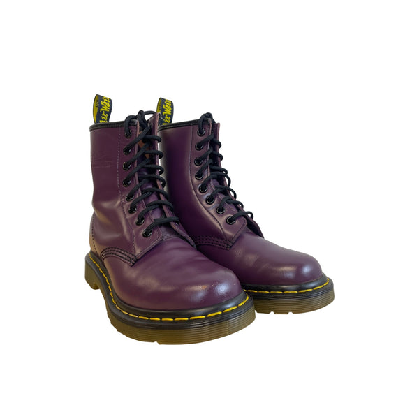 Dr. Martens Unisex Purple Smooth 1460 8-Eye Boots Durable Leather Lace-Up UK 6