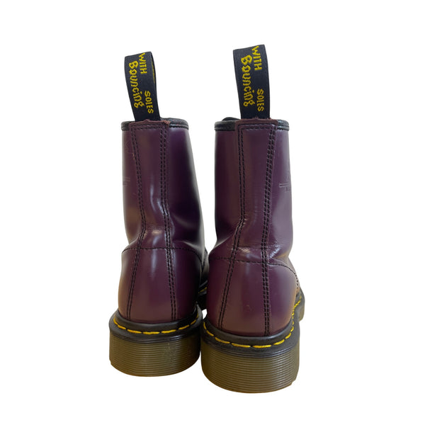 Dr. Martens Unisex Purple Smooth 1460 8-Eye Boots Durable Leather Lace-Up UK 6