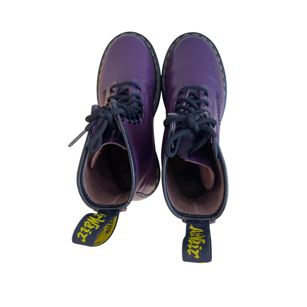 Dr. Martens Unisex Purple Smooth 1460 8-Eye Boots Durable Leather Lace-Up UK 6