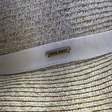 Nine West Womens Natural Straw Sun Hat With Cream Ribbon Accent