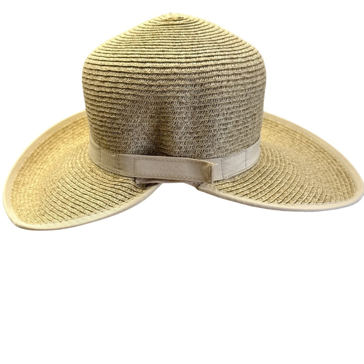 Nine West Womens Natural Straw Sun Hat With Cream Ribbon Accent