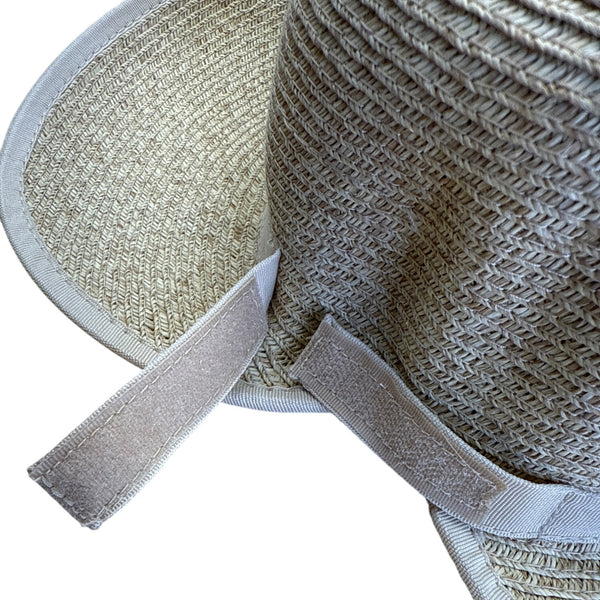 Nine West Womens Natural Straw Sun Hat With Cream Ribbon Accent