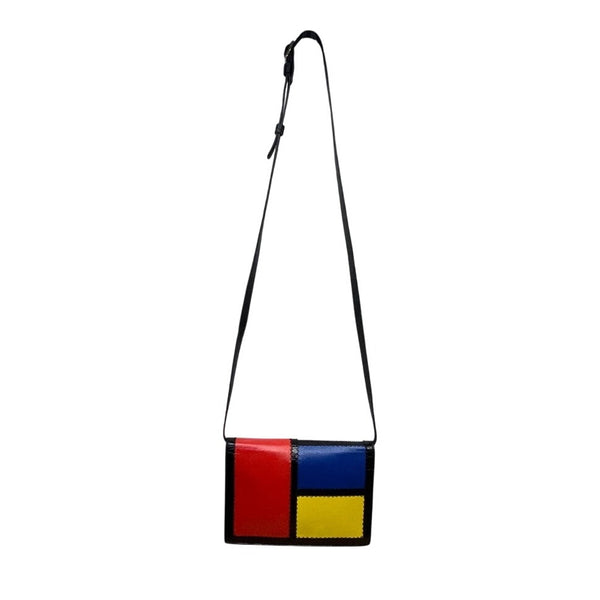 Sharon Wilkes Multicolor Leather Golden Dog Mondrian Natalie Crossbody Bag Sz M