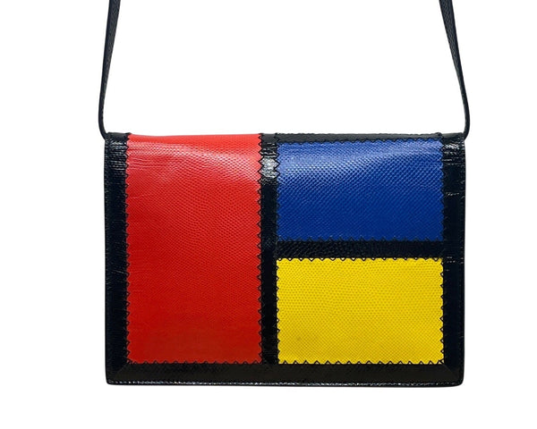 Sharon Wilkes Multicolor Leather Golden Dog Mondrian Natalie Crossbody Bag Sz M