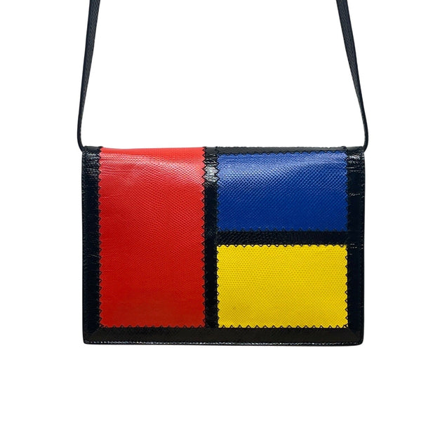 Sharon Wilkes Multicolor Leather Golden Dog Mondrian Natalie Crossbody Bag Sz M