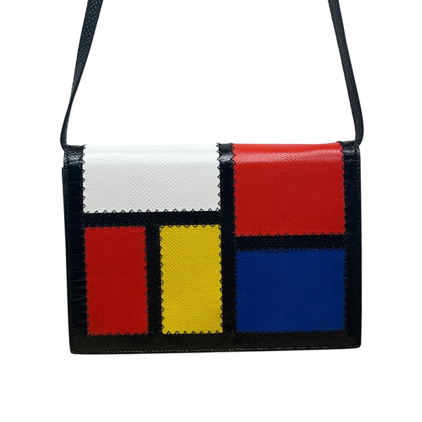 Sharon Wilkes Multicolor Leather Golden Dog Mondrian Natalie Crossbody Bag Sz M