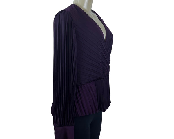 Express Women’s Purple Long Sleeve Pleated Wrap Blouse Size L