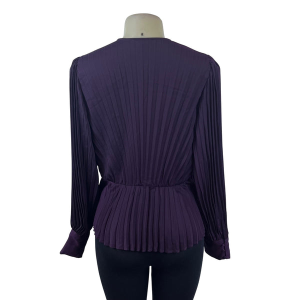 Express Women’s Purple Long Sleeve Pleated Wrap Blouse Size L