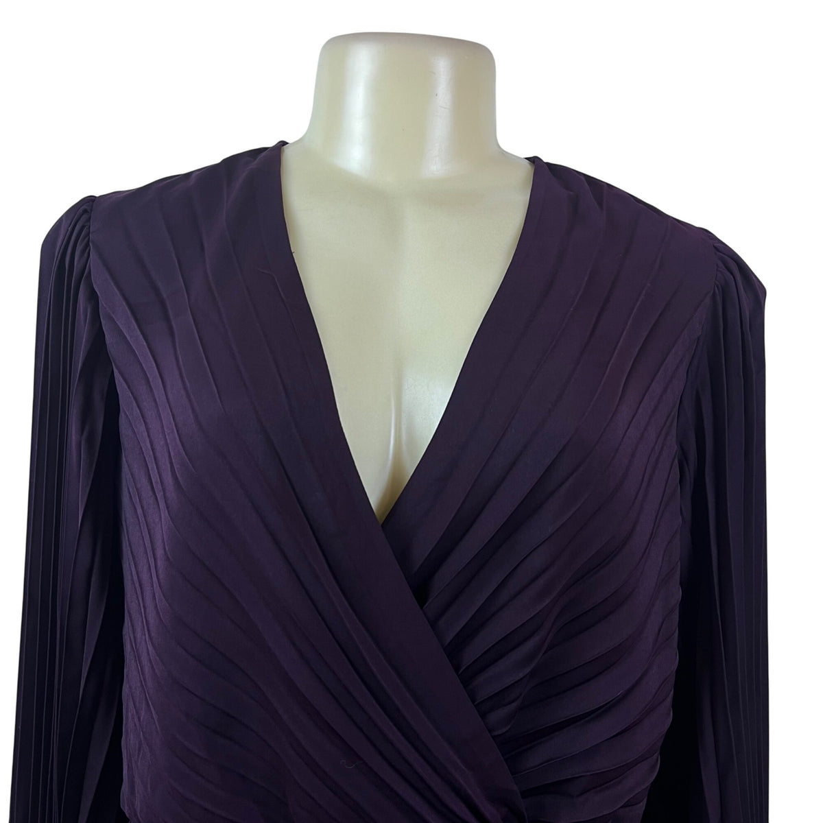Express Women’s Purple Long Sleeve Pleated Wrap Blouse Size L
