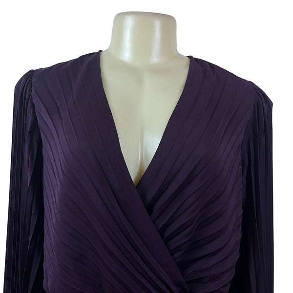 Express Women’s Purple Long Sleeve Pleated Wrap Blouse Size L