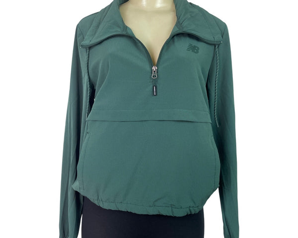 New Balance Womens Green Quarter Zip Pullover Jacket Lightweight Sz S - New