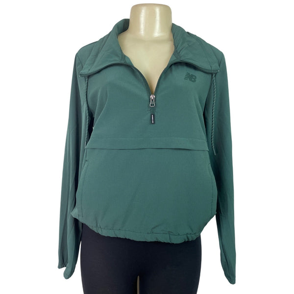 New Balance Womens Green Quarter Zip Pullover Jacket Lightweight Sz S - New
