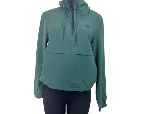 New Balance Womens Green Quarter Zip Pullover Jacket Lightweight Sz S - New