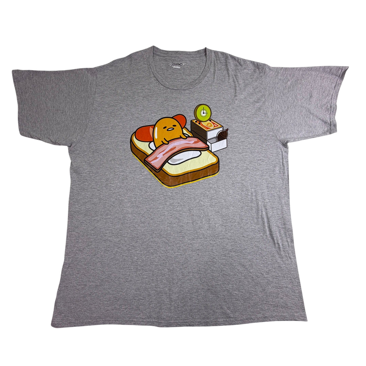 Sanrio Men Gray Cotton/Polyester Gudetama Graphic T-Shirt Humor Cute Design