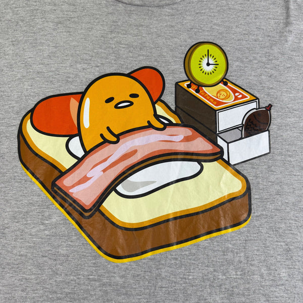 Sanrio Men Gray Cotton/Polyester Gudetama Graphic T-Shirt Humor Cute Design