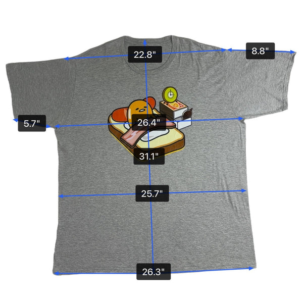Sanrio Men Gray Cotton/Polyester Gudetama Graphic T-Shirt Humor Cute Design