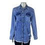 Pilcro Women's Blue Denim Button-Up Jacket With Fringe Hem Size Small - New